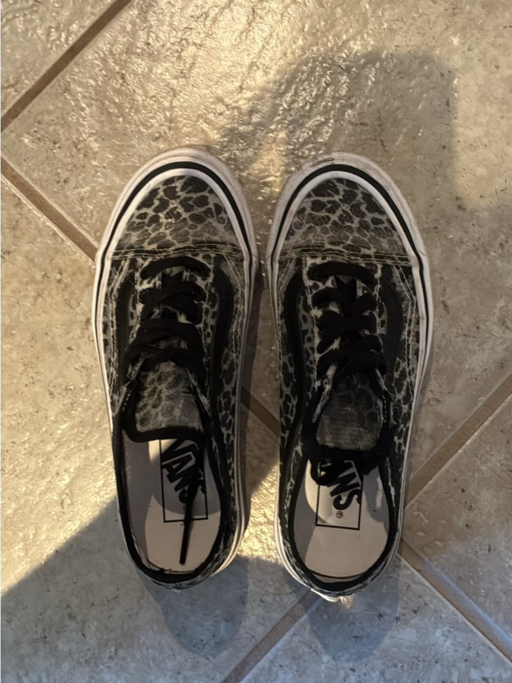 Vans Leopard Print Low Top Sneakers - Black & Gray